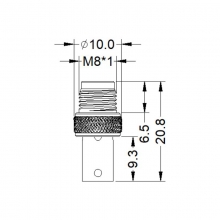 Moldable Connector, A Code - M8 8pins A code male moldable connector with shielded